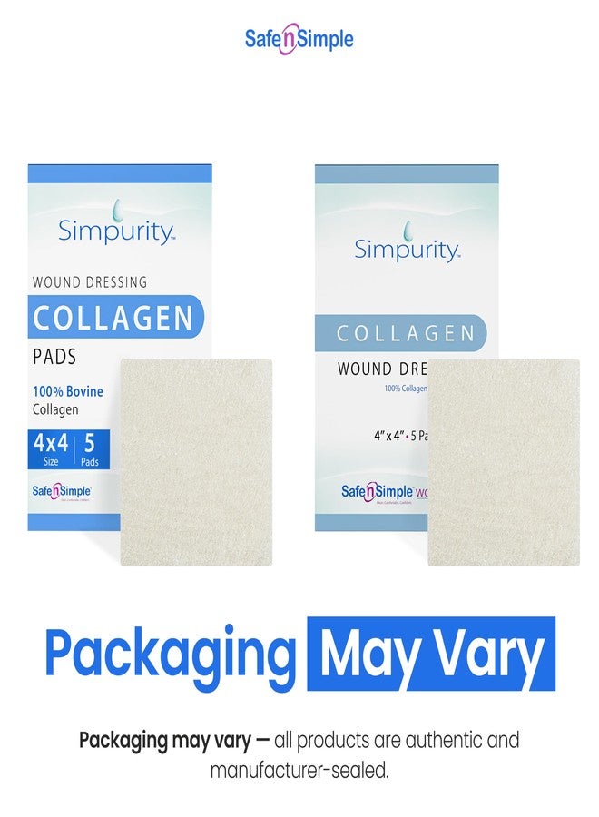 Simpurity Collagen Dressing Pads - 4" x 4" 5 Count Collagen Pads for Wounds - Non-Adherent Collagen Dressing for Wound Care - Safe n' Simple Wound Care Supplies. - Image 2